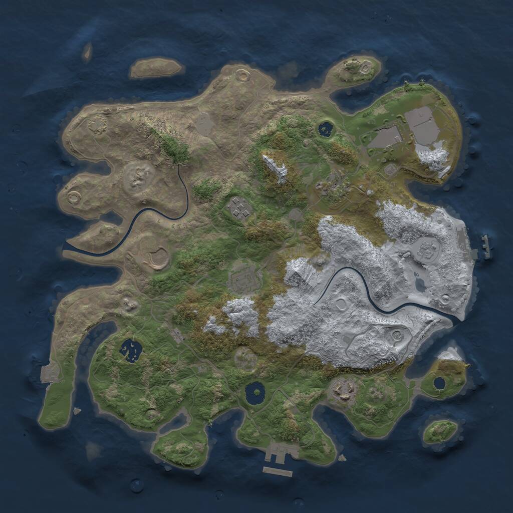 Rust Map: Procedural Map, Size: 3500, Seed: 1861971567, 13 Monuments