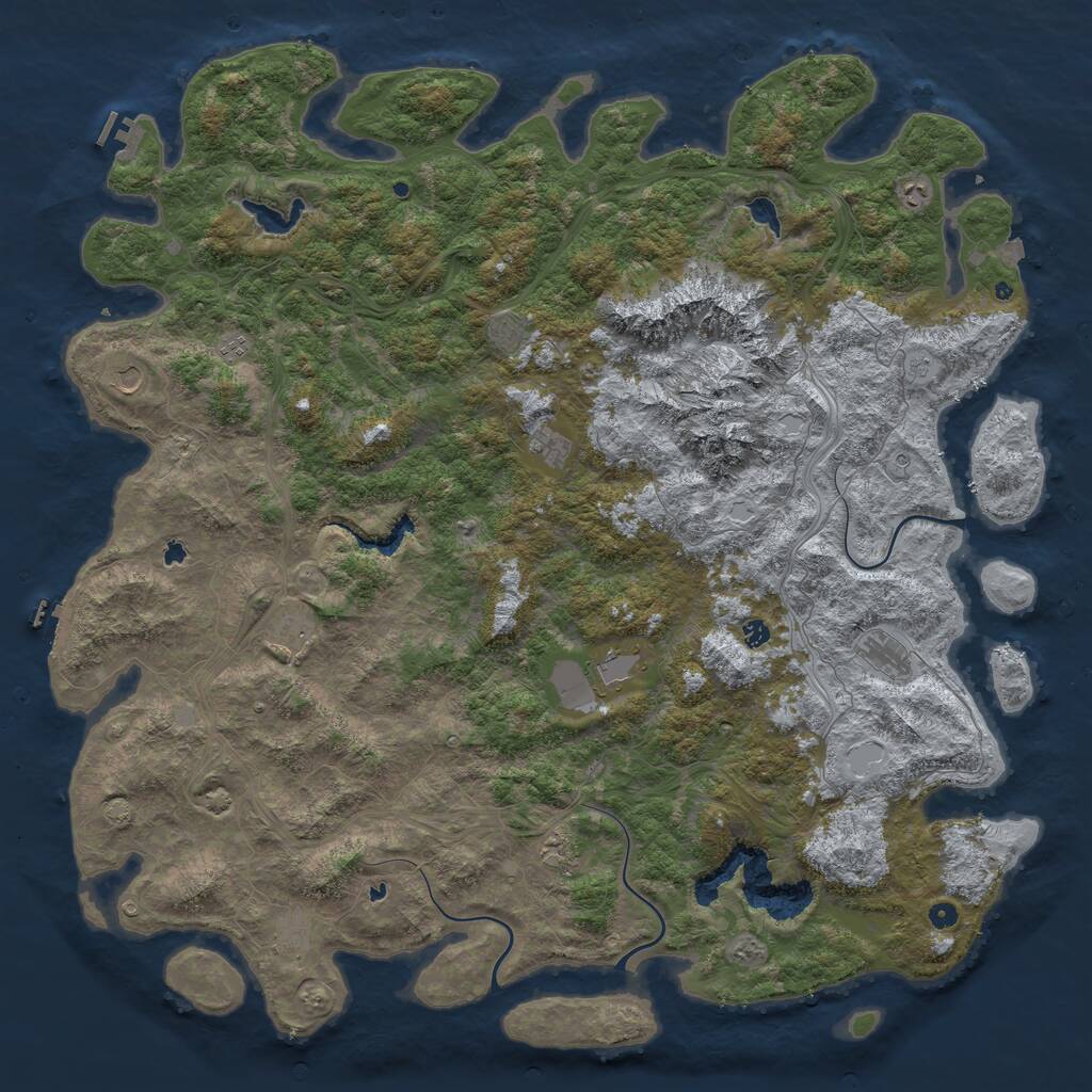 Rust Map: Procedural Map, Size: 6000, Seed: 4861775, 17 Monuments