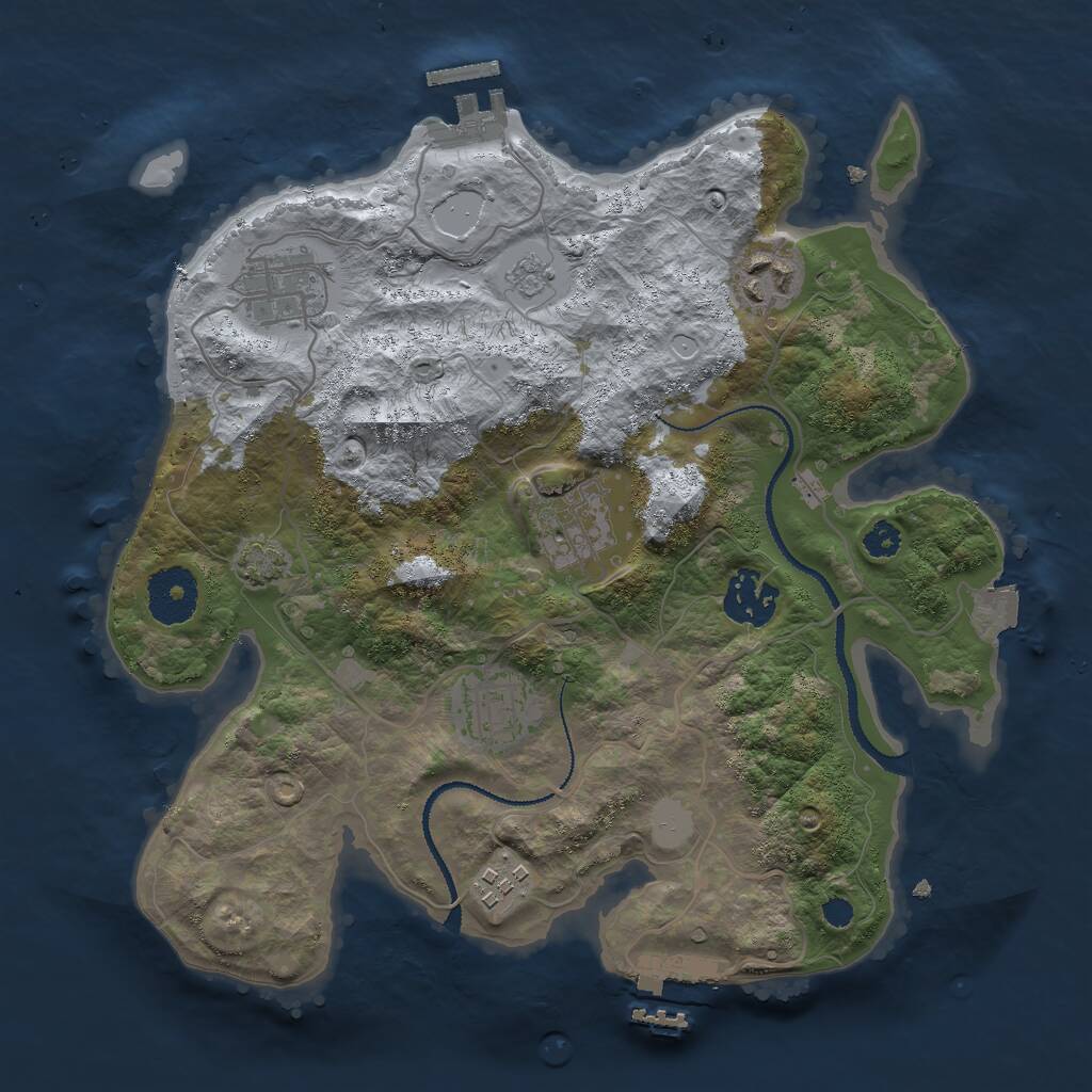 Rust Map: Procedural Map, Size: 3000, Seed: 1884729561, 11 Monuments