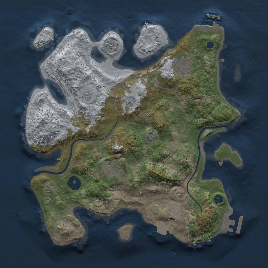 Rust Map: Procedural Map, Size: 3000, Seed: 4838893, 9 Monuments