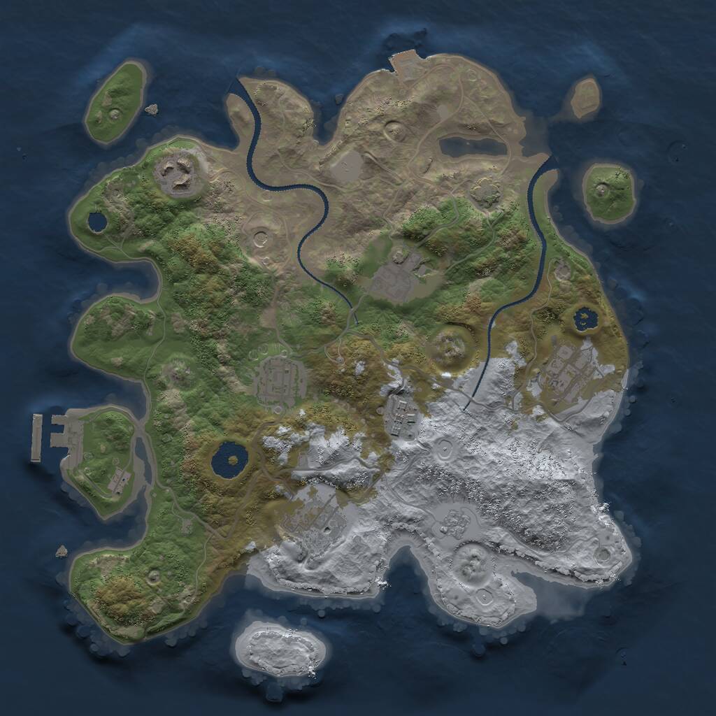 Rust Map: Procedural Map, Size: 3000, Seed: 22093, 11 Monuments