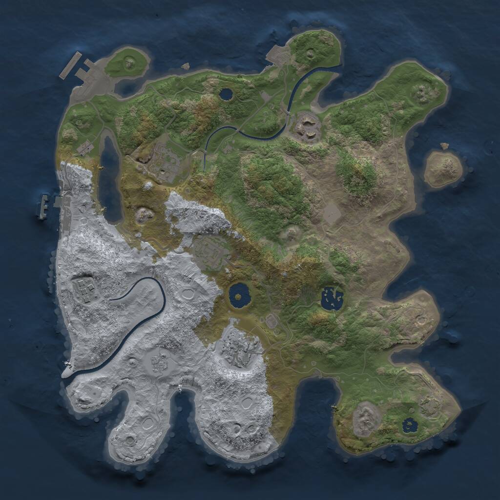 Rust Map: Procedural Map, Size: 3200, Seed: 42069651, 13 Monuments
