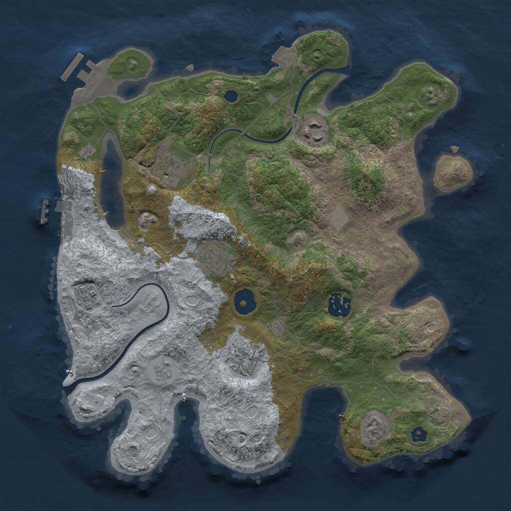 Rust Map: Procedural Map, Size: 3200, Seed: 42069651, 11 Monuments