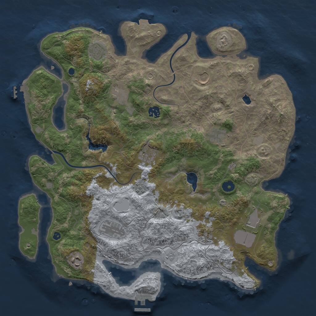 Rust Map: Procedural Map, Size: 4000, Seed: 4206913, 17 Monuments