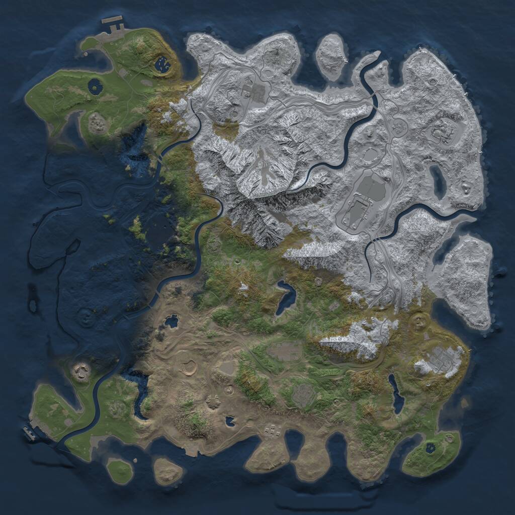 Rust Map: Procedural Map, Size: 5000, Seed: 423520, 17 Monuments