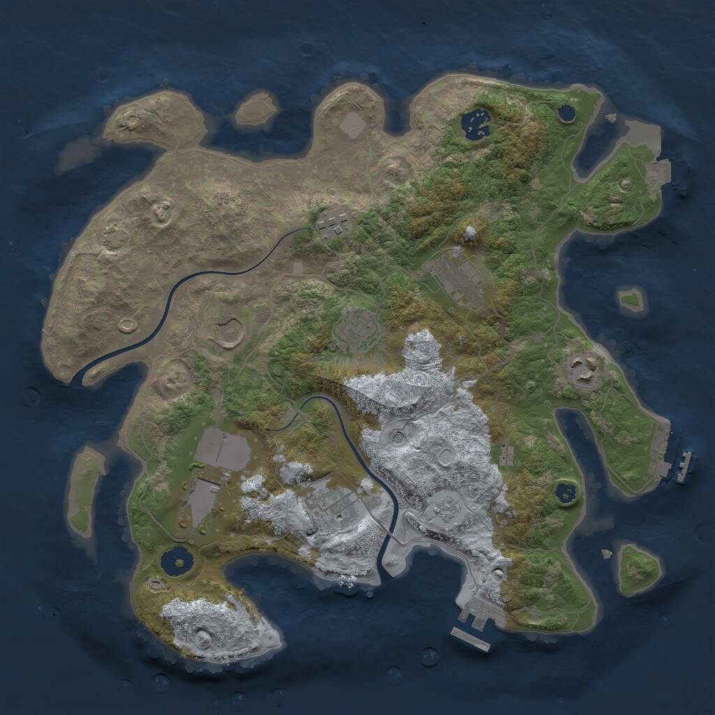 Rust Map: Procedural Map, Size: 3500, Seed: 4206953, 14 Monuments