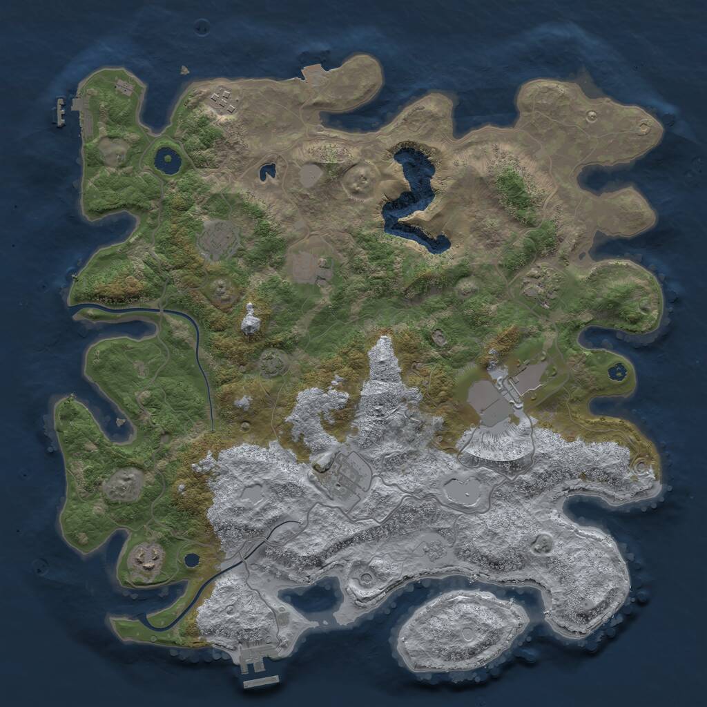 Rust Map: Procedural Map, Size: 4000, Seed: 2045761286, 13 Monuments