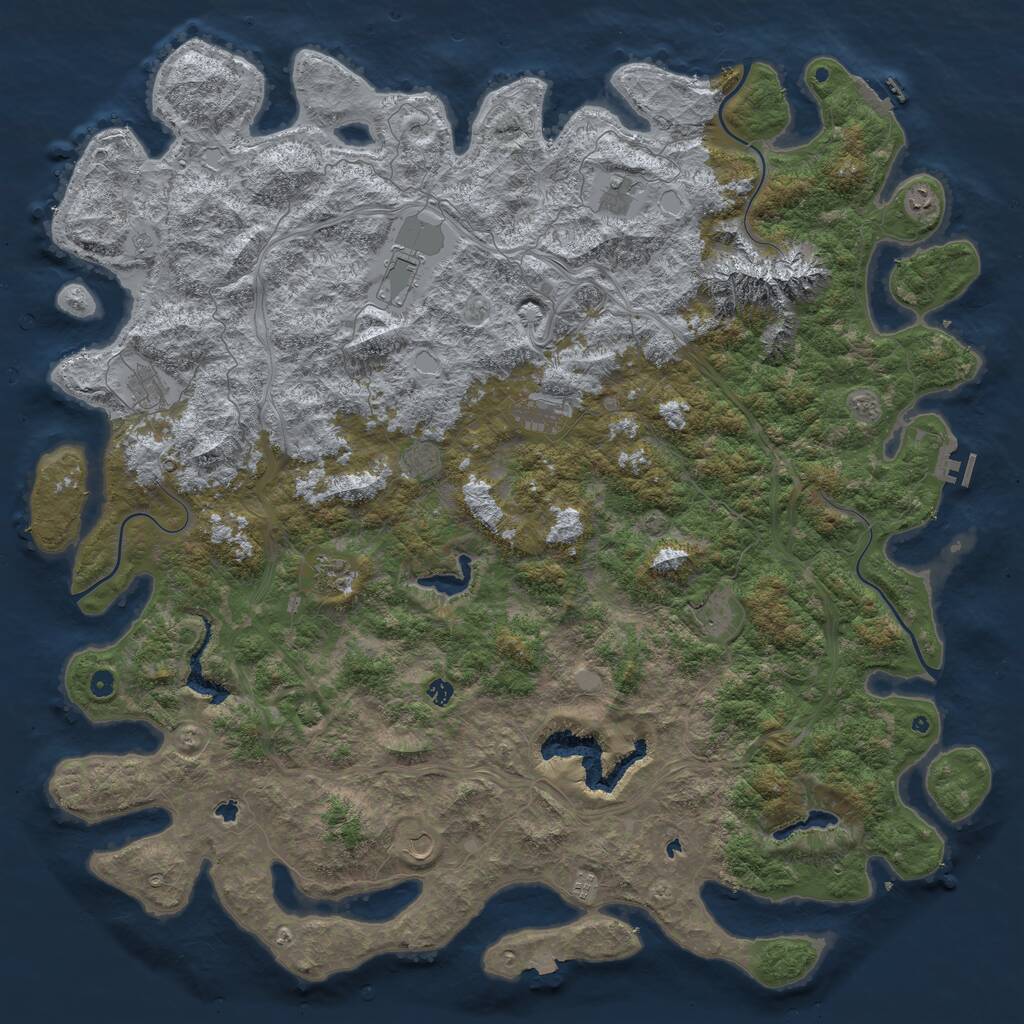 Rust Map: Procedural Map, Size: 6000, Seed: 648920126, 17 Monuments