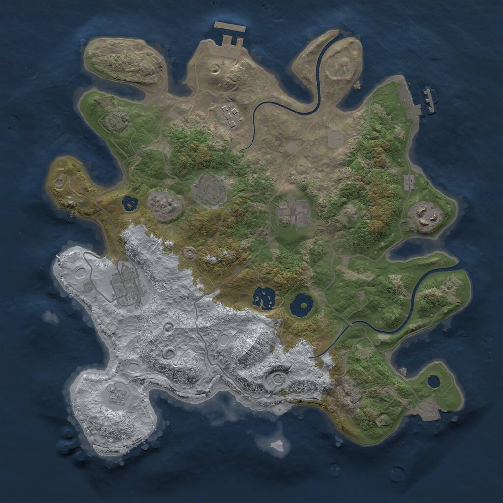 Rust Map: Procedural Map, Size: 3250, Seed: 1274899597, 12 Monuments