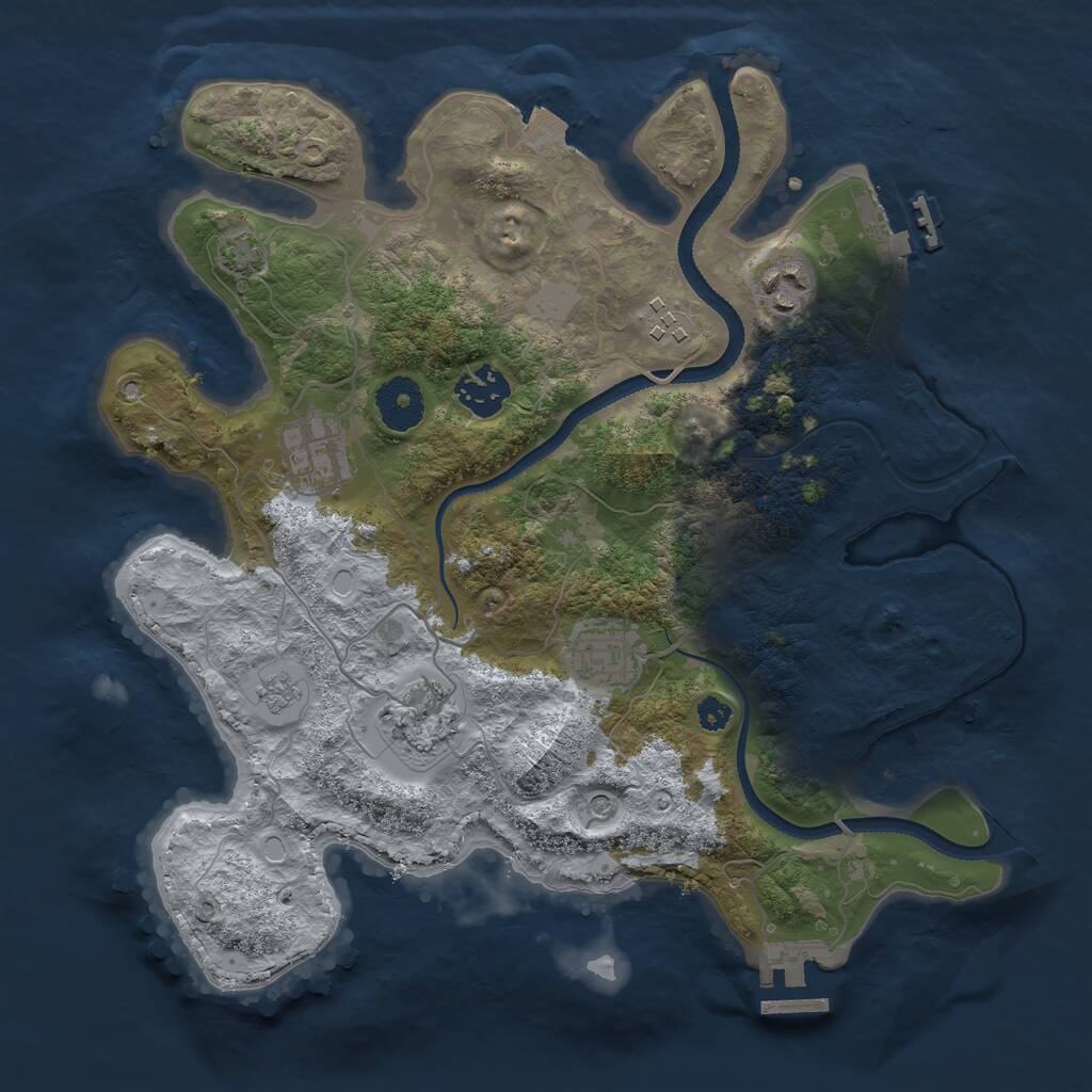 Rust Map: Procedural Map, Size: 3250, Seed: 1274899597, 12 Monuments