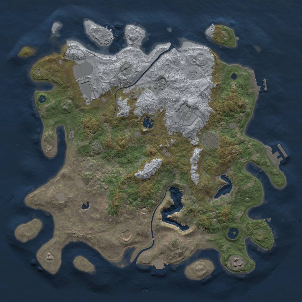 Rust Map: Procedural Map, Size: 4000, Seed: 353196783, 13 Monuments