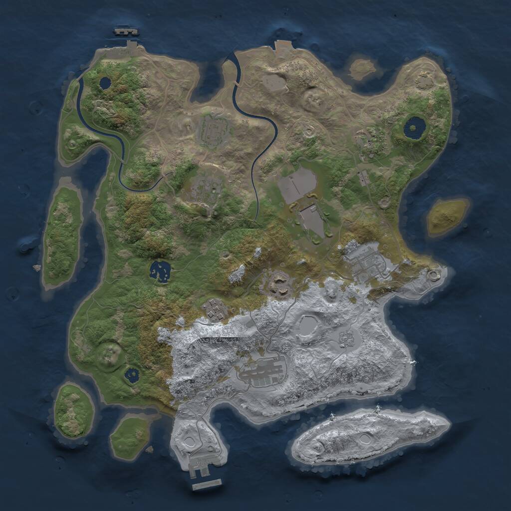 Rust Map: Procedural Map, Size: 3500, Seed: 16843258, 14 Monuments