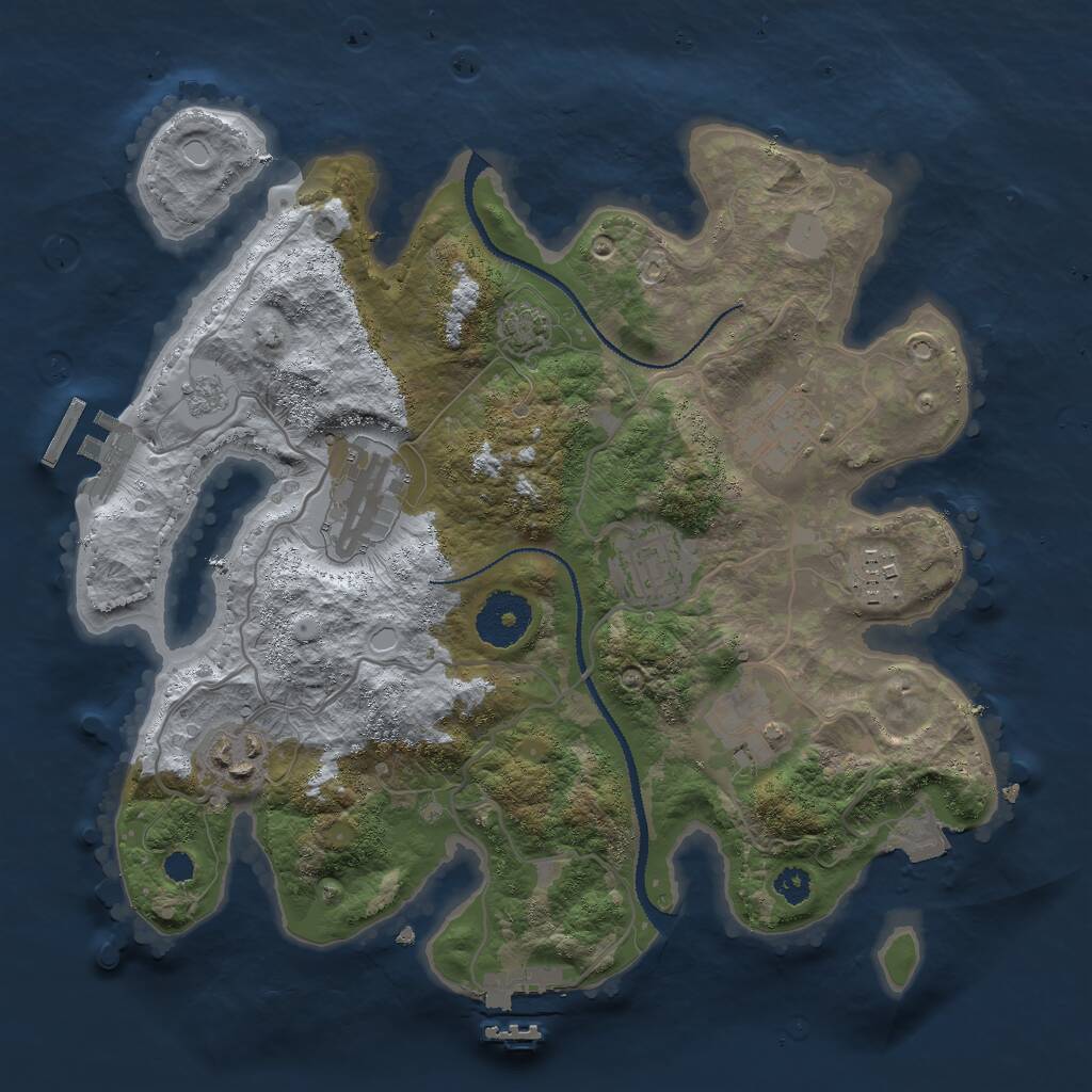 Rust Map: Procedural Map, Size: 3000, Seed: 3870654, 11 Monuments