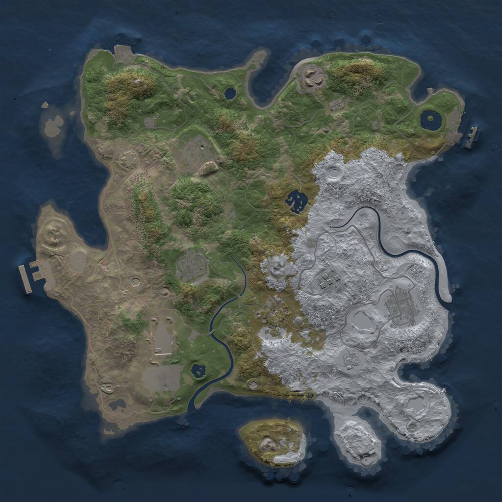 Rust Map: Procedural Map, Size: 3500, Seed: 376694234, 14 Monuments