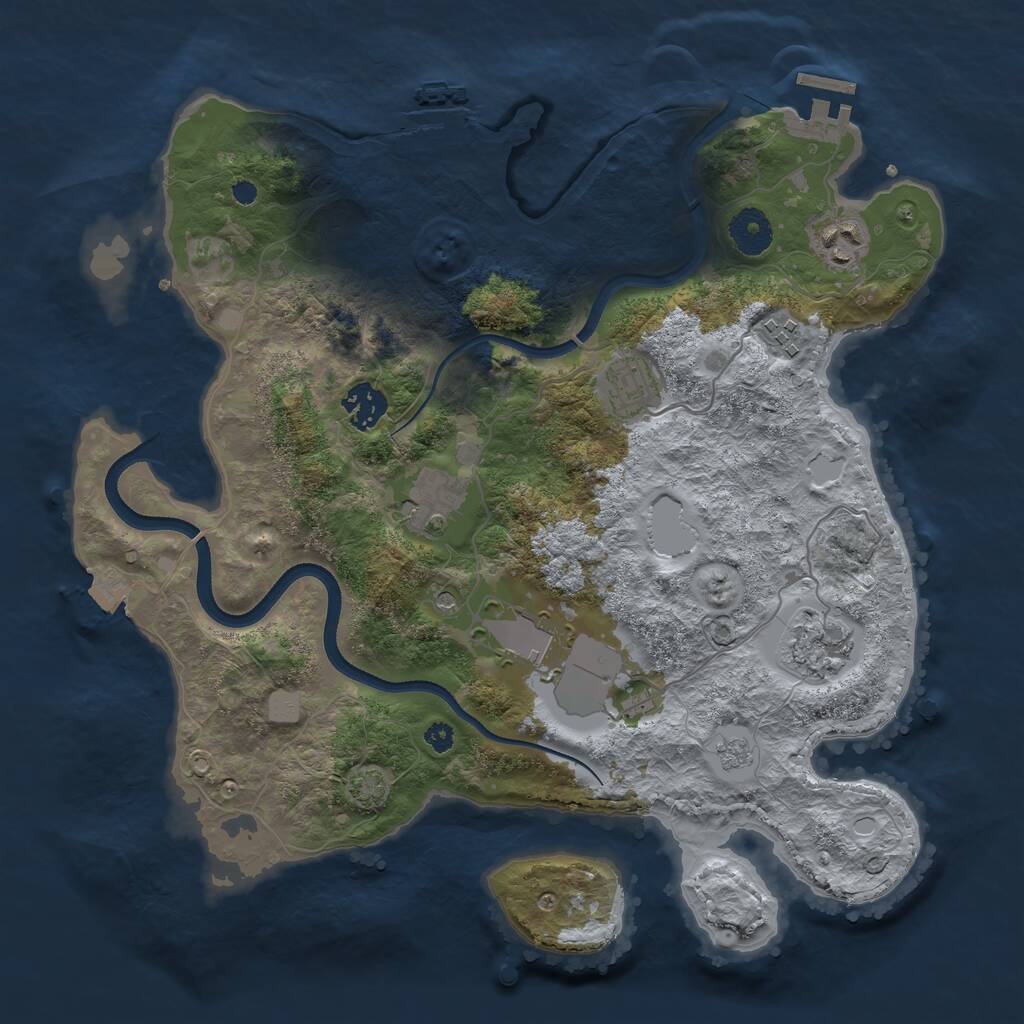 Rust Map: Procedural Map, Size: 3500, Seed: 376694234, 15 Monuments