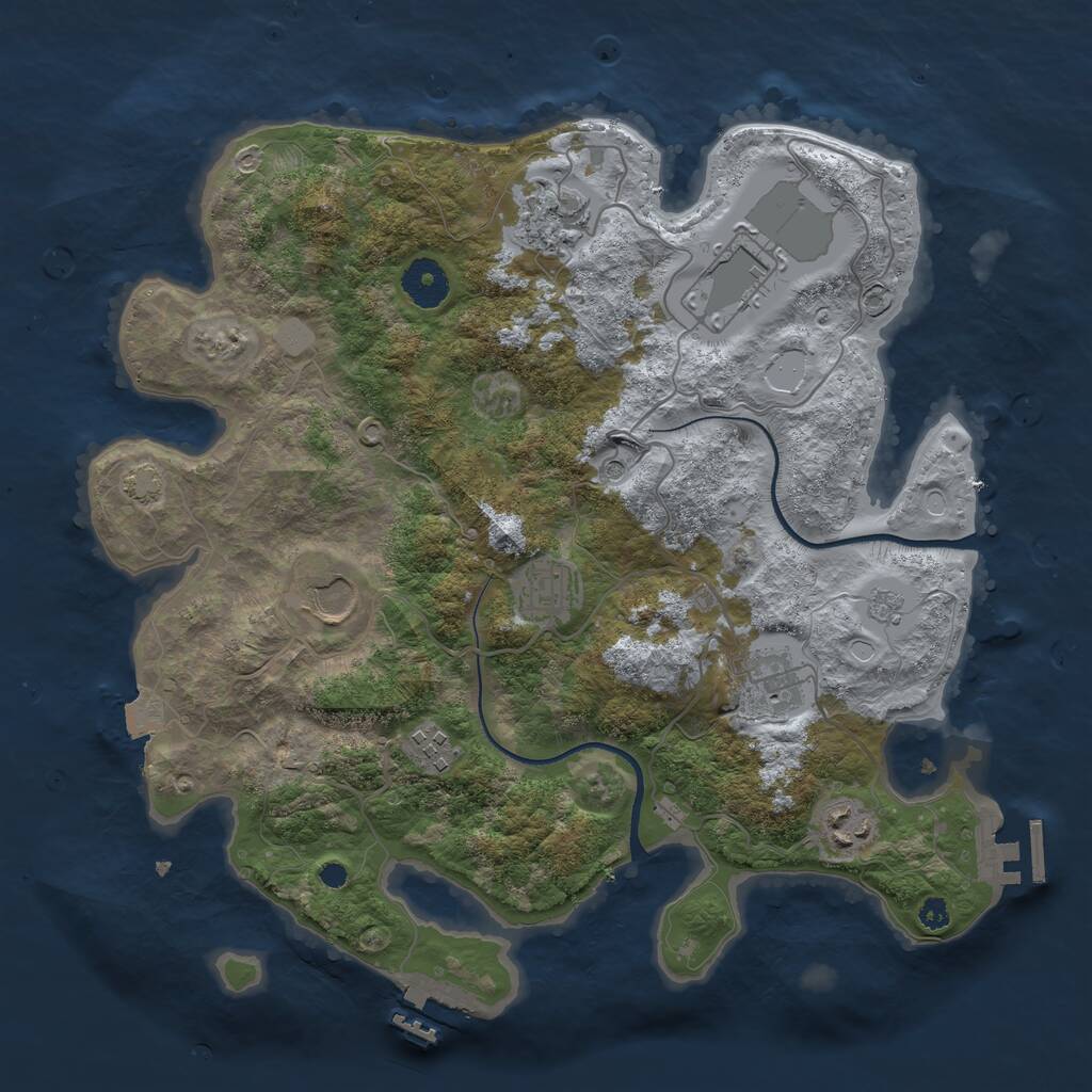 Rust Map: Procedural Map, Size: 3500, Seed: 608614972, 13 Monuments