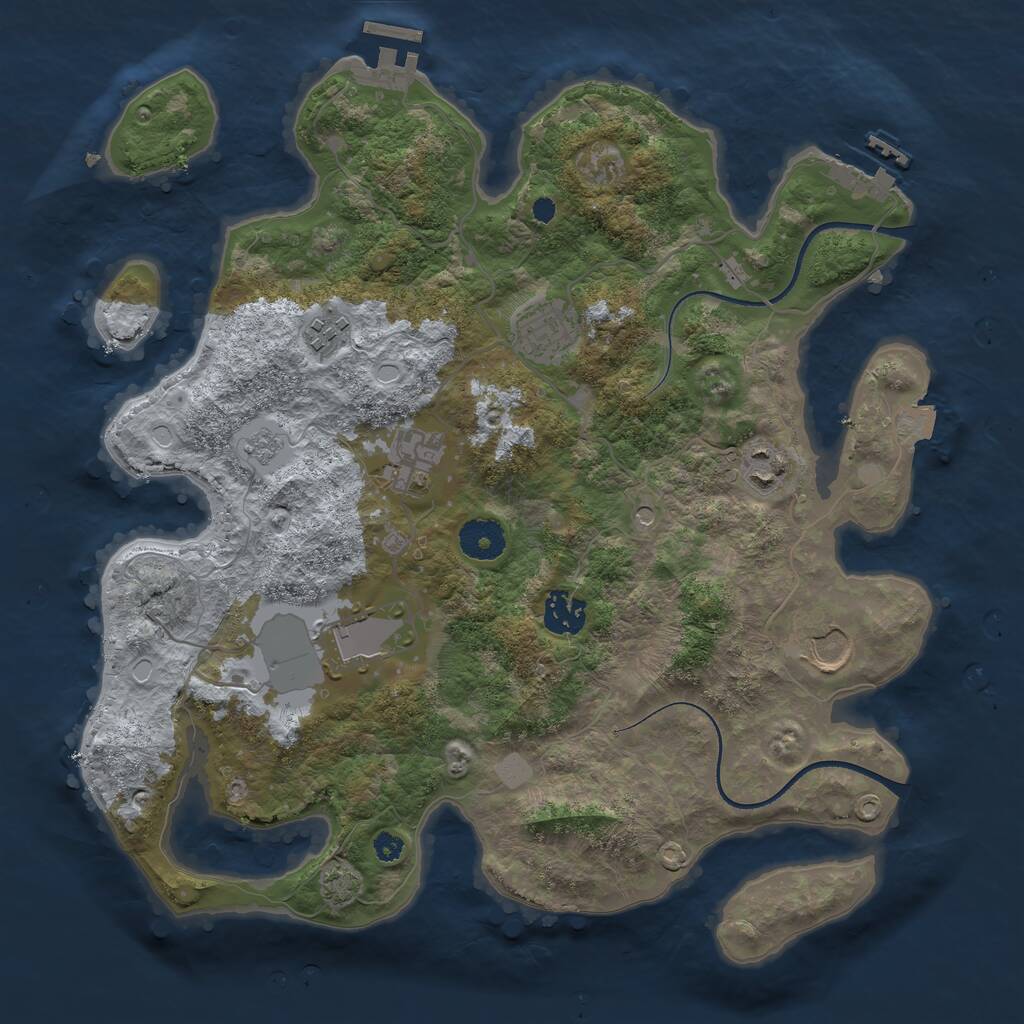 Rust Map: Procedural Map, Size: 3500, Seed: 569909164, 13 Monuments