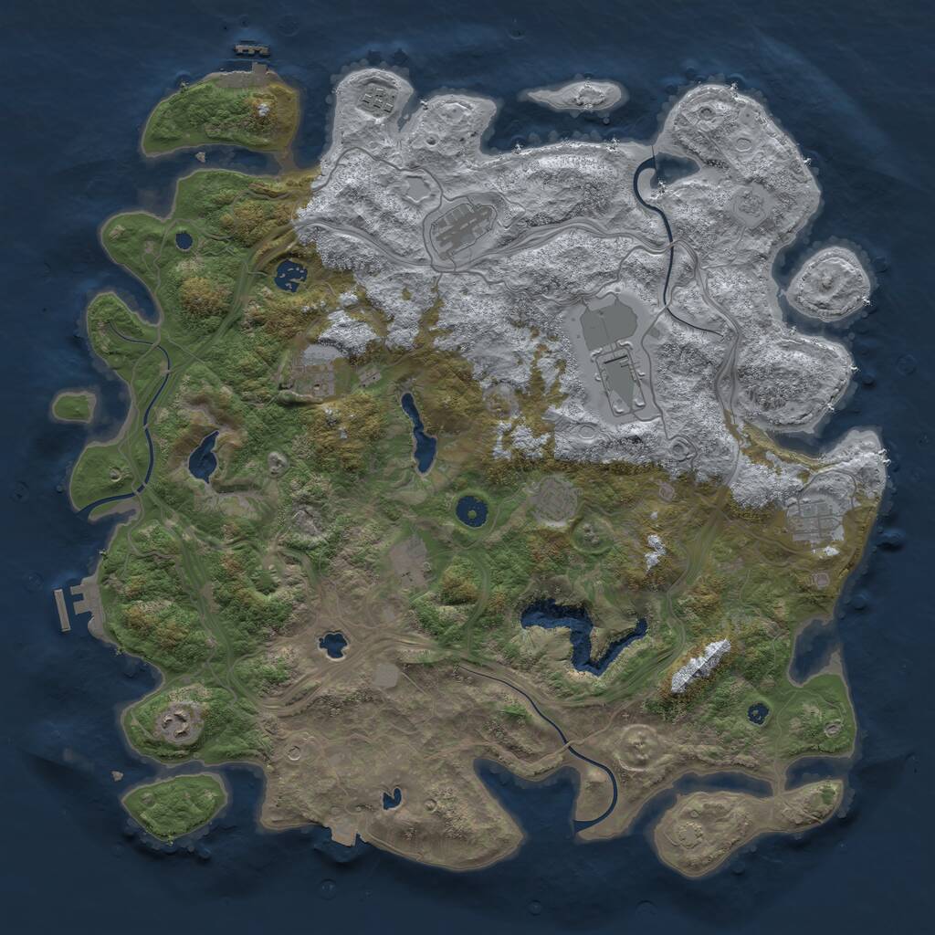Rust Map: Procedural Map, Size: 4500, Seed: 2096630586, 15 Monuments