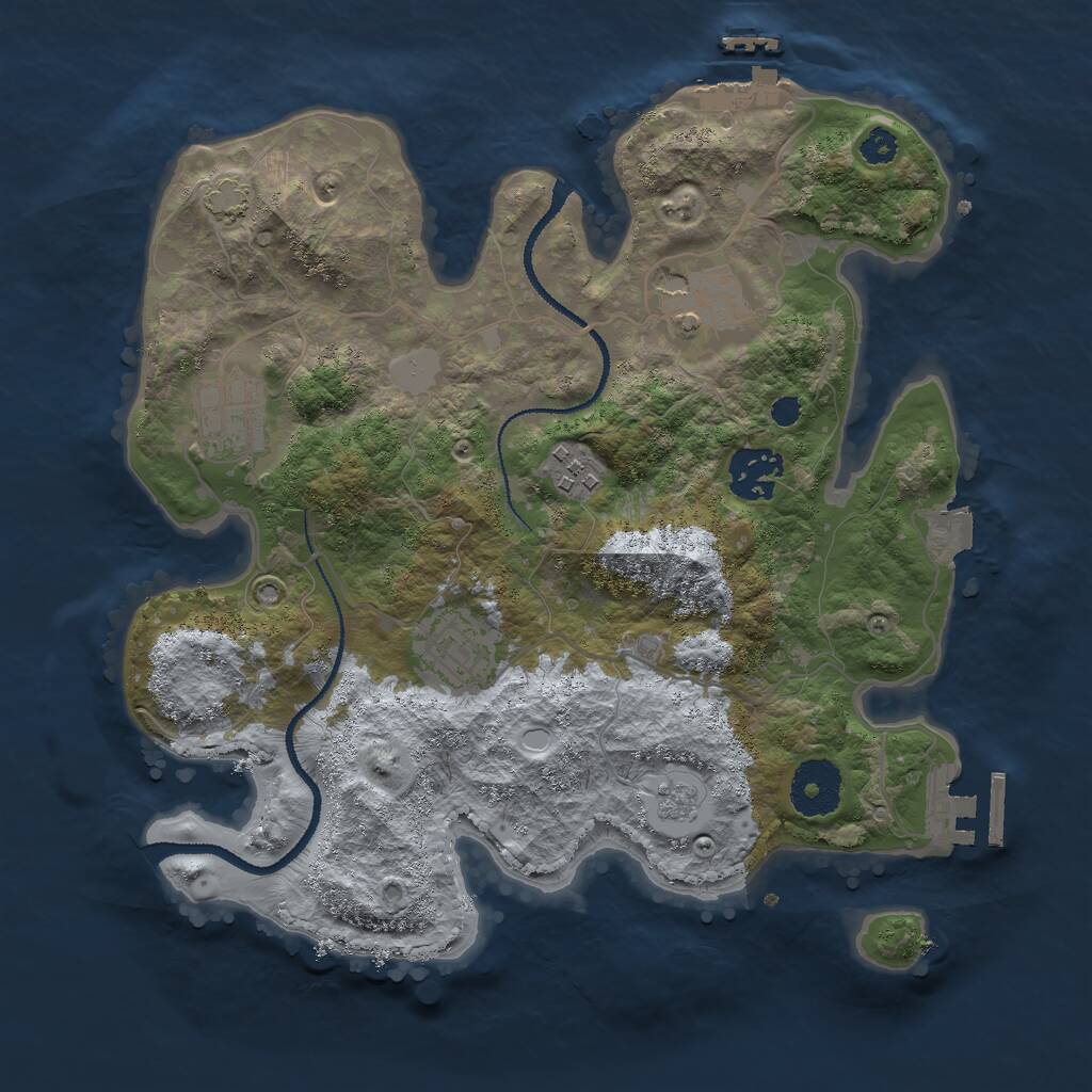 Rust Map: Procedural Map, Size: 3000, Seed: 6854927, 10 Monuments