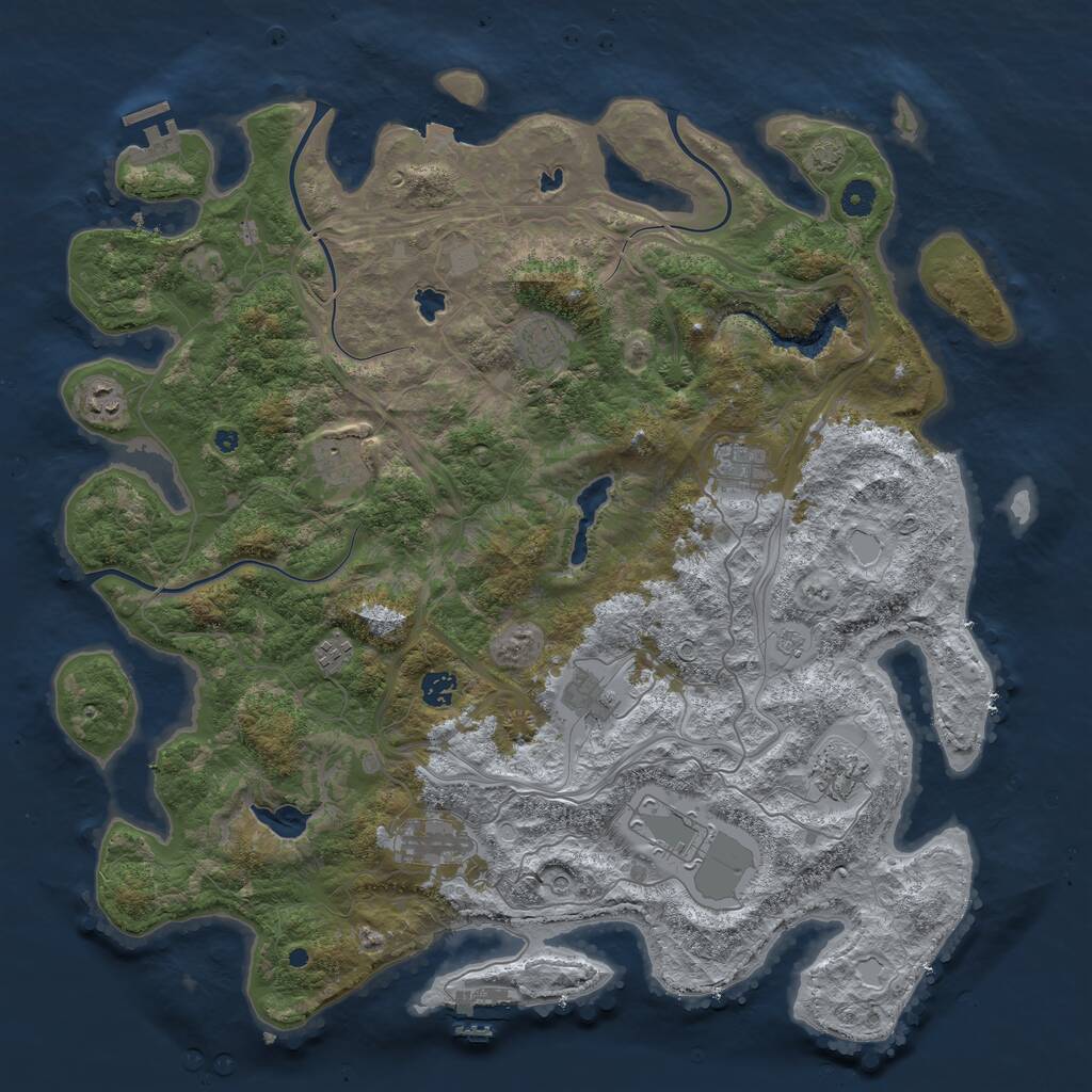 Rust Map: Procedural Map, Size: 4550, Seed: 4647776, 16 Monuments