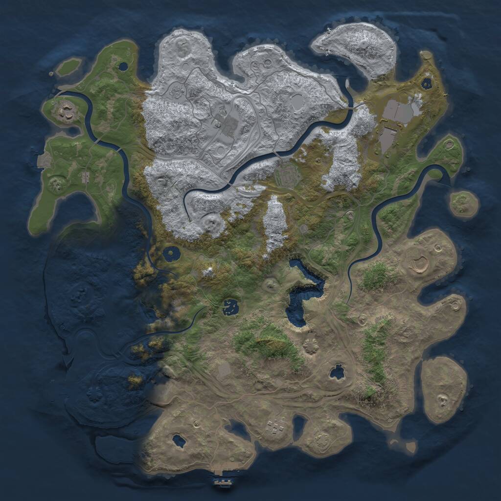 Rust Map: Procedural Map, Size: 4500, Seed: 1207110805, 14 Monuments