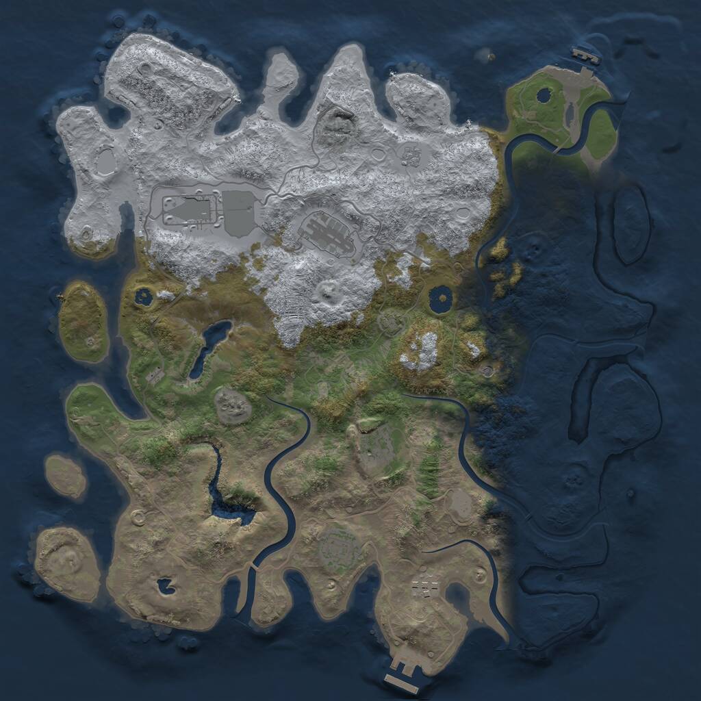 Rust Map: Procedural Map, Size: 4000, Seed: 2090691740, 11 Monuments