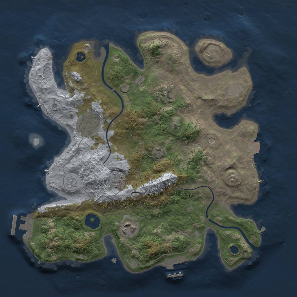 Rust Map: Procedural Map, Size: 3000, Seed: 16733, 10 Monuments