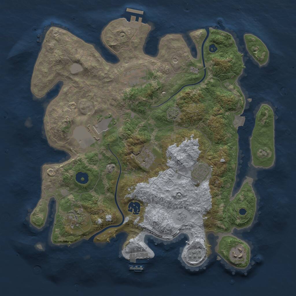 Rust Map: Procedural Map, Size: 3500, Seed: 908041907, 14 Monuments