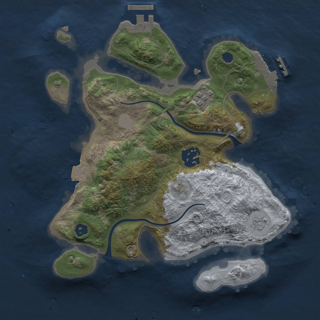 Rust Map: Procedural Map, Size: 2500, Seed: 47123, 6 Monuments