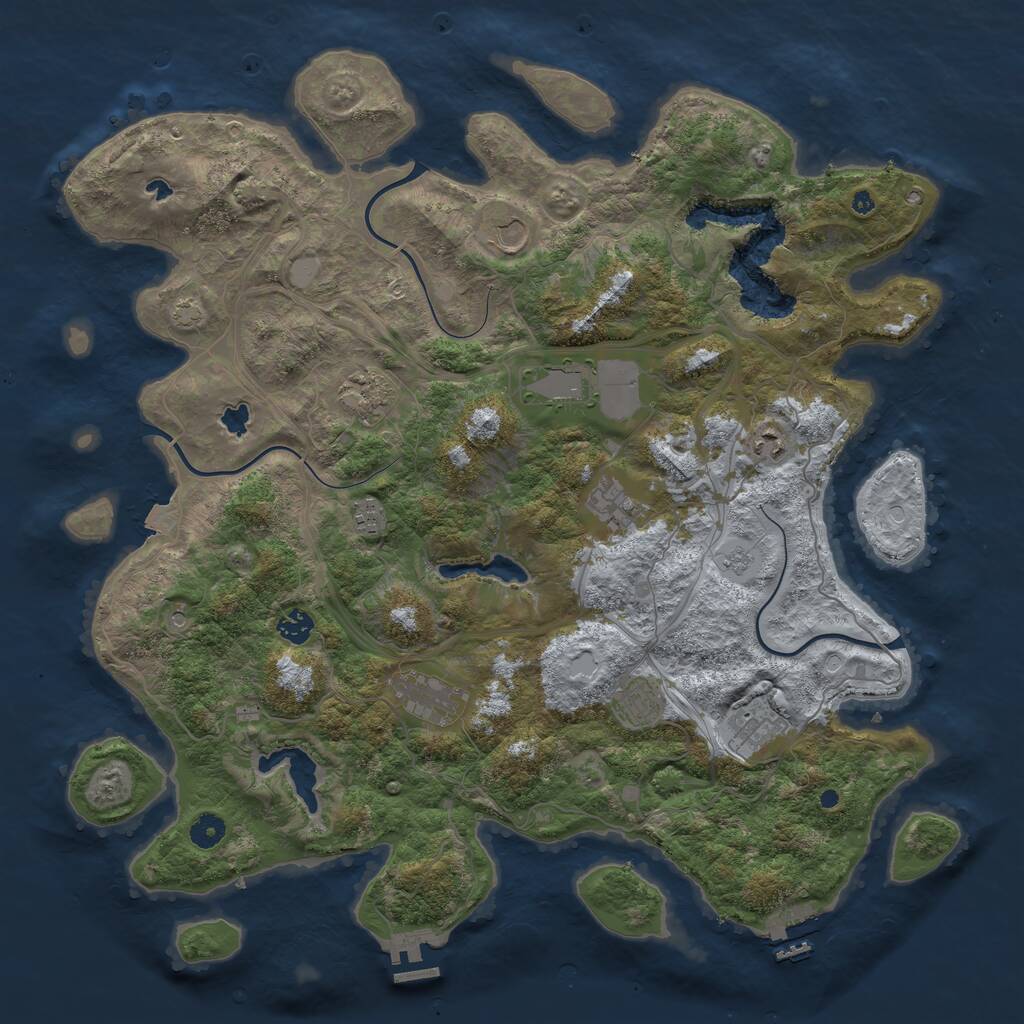 Rust Map: Procedural Map, Size: 4500, Seed: 305744810, 16 Monuments