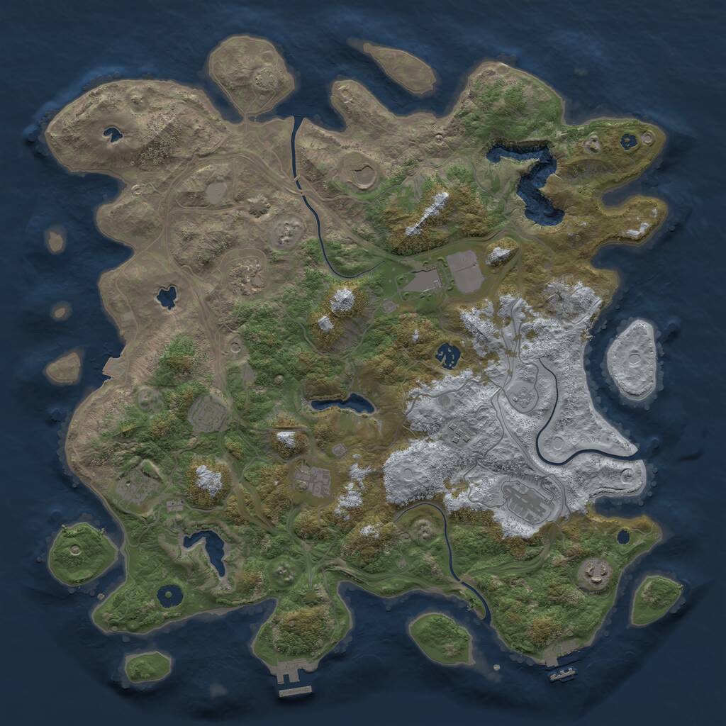 Rust Map: Procedural Map, Size: 4500, Seed: 305744810, 16 Monuments