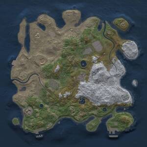 Thumbnail Rust Map: Procedural Map, Size: 3500, Seed: 377714543, 13 Monuments