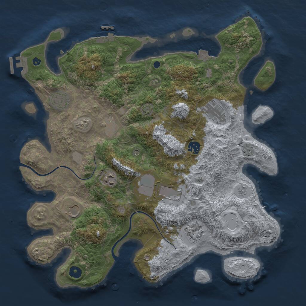 Rust Map: Procedural Map, Size: 3750, Seed: 955246288, 15 Monuments