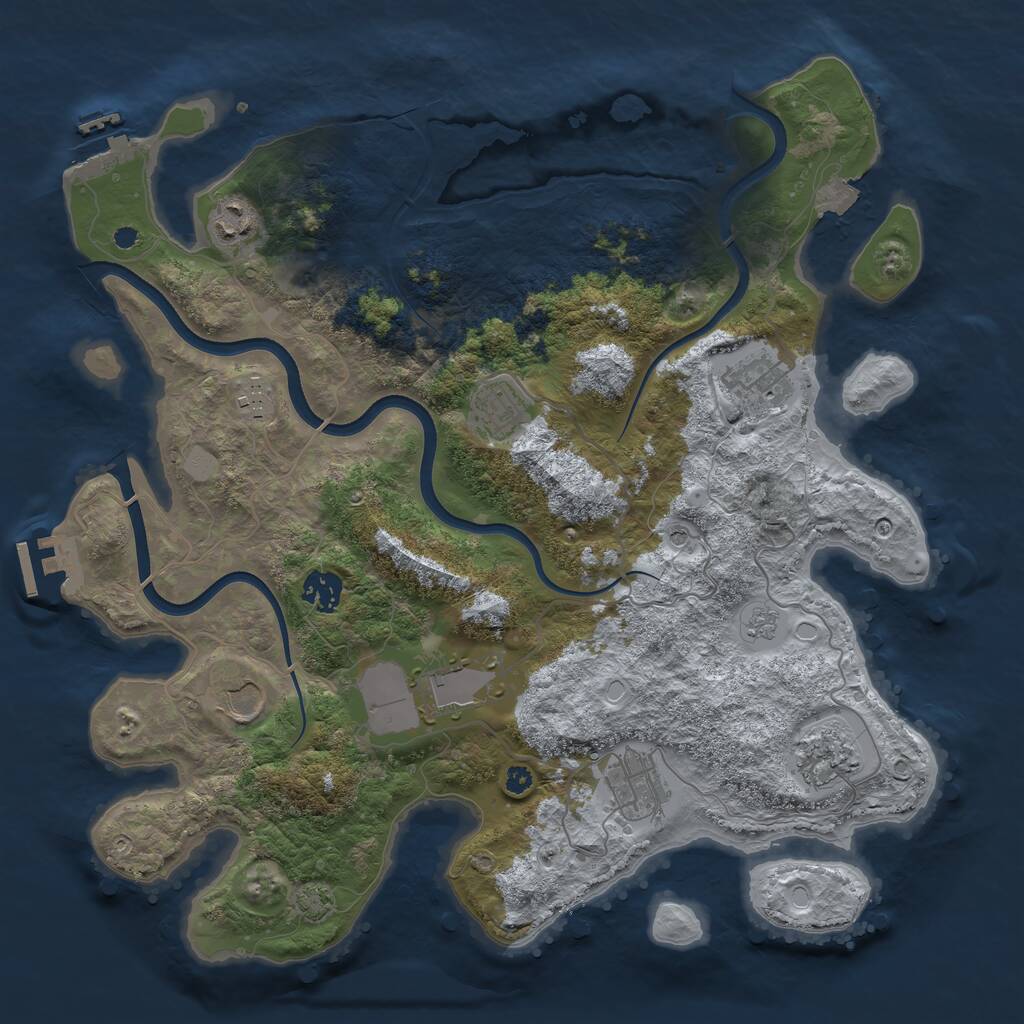 Rust Map: Procedural Map, Size: 3750, Seed: 955246288, 17 Monuments