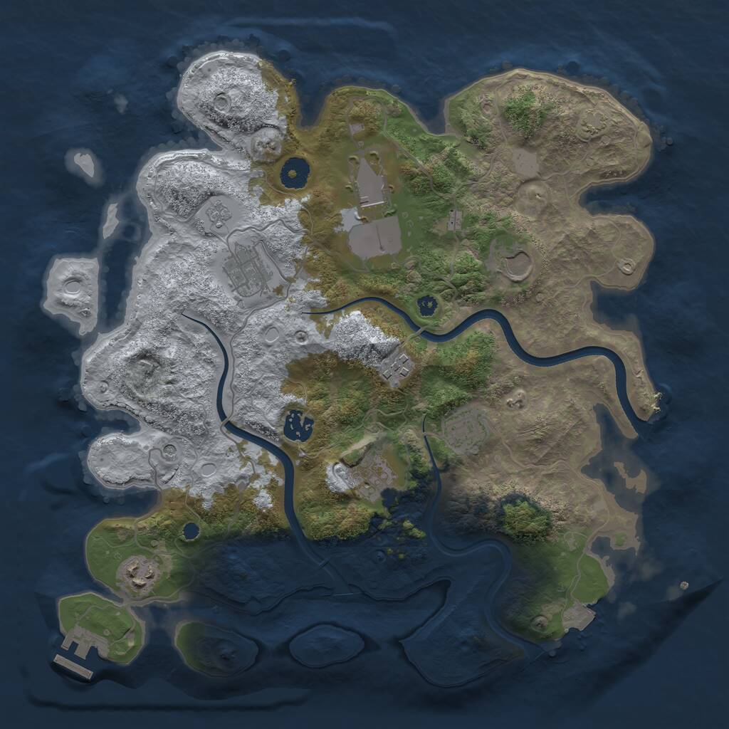 Rust Map: Procedural Map, Size: 3600, Seed: 1020403826, 13 Monuments