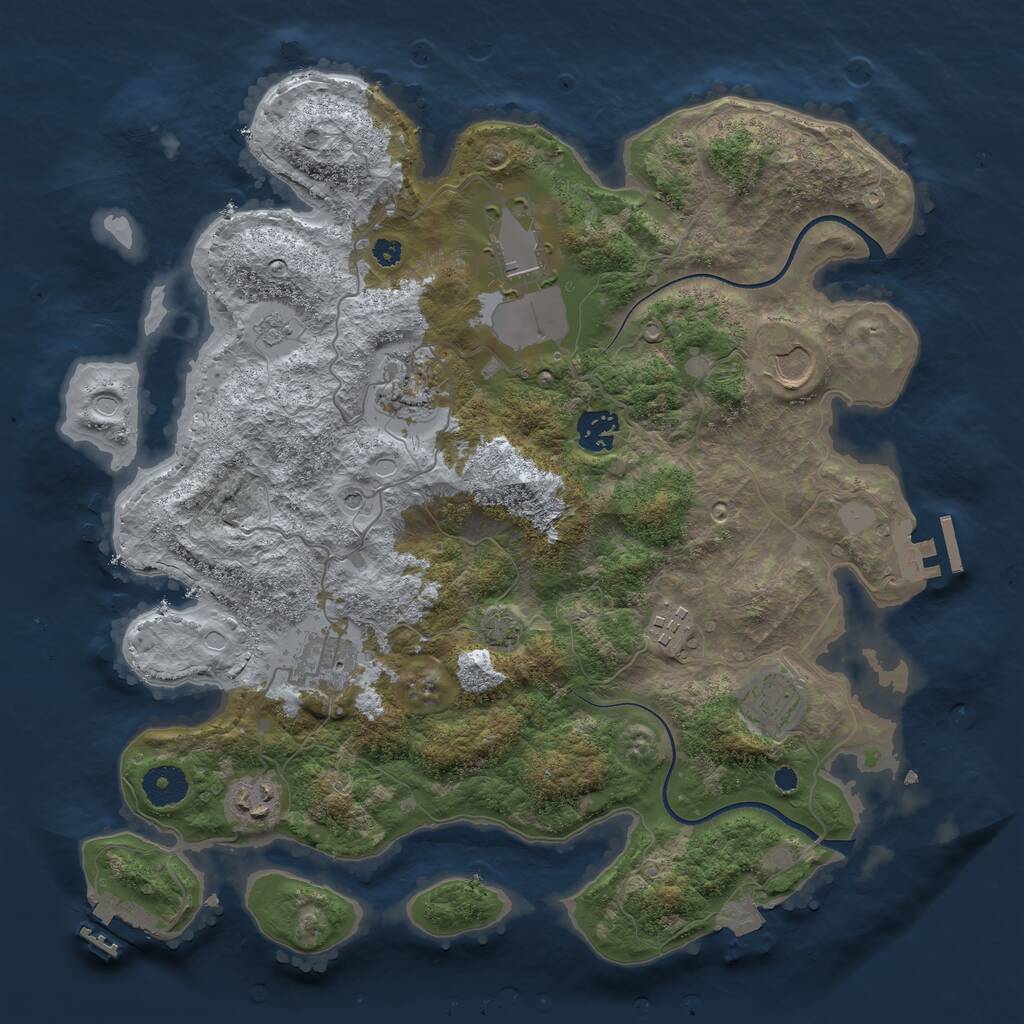 Rust Map: Procedural Map, Size: 3600, Seed: 1020403826, 14 Monuments