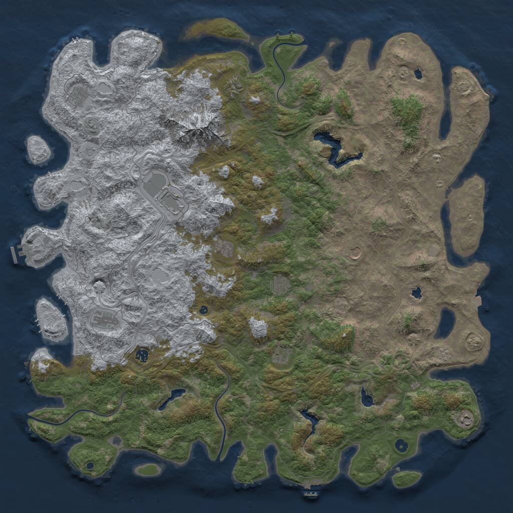 Rust Map: Procedural Map, Size: 6000, Seed: 4923, 17 Monuments