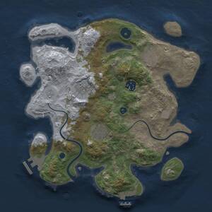 Thumbnail Rust Map: Procedural Map, Size: 3000, Seed: 1125275186, 9 Monuments