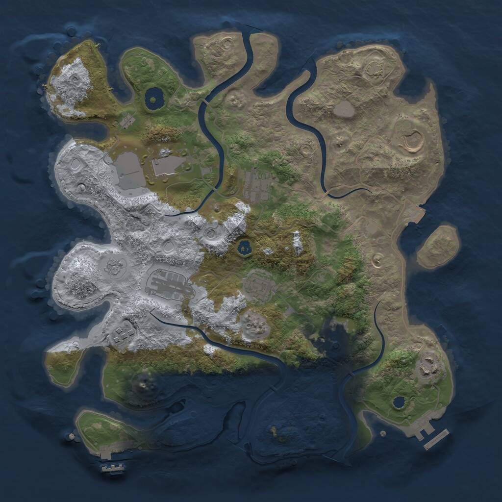 Rust Map: Procedural Map, Size: 3500, Seed: 308789447, 14 Monuments