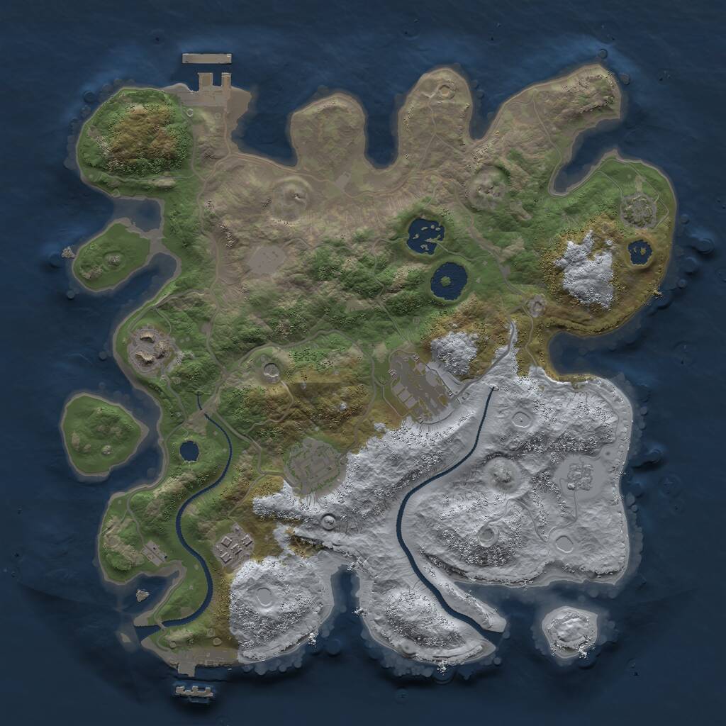 Rust Map: Procedural Map, Size: 3000, Seed: 460850027, 11 Monuments