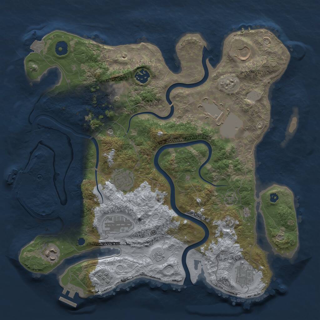 Rust Map: Procedural Map, Size: 3500, Seed: 594279889, 15 Monuments