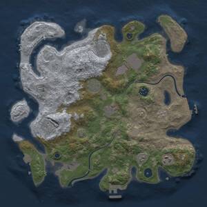 Thumbnail Rust Map: Procedural Map, Size: 3500, Seed: 38496205, 14 Monuments