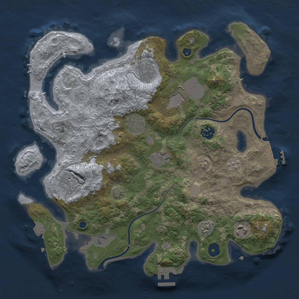 Rust Map: Procedural Map, Size: 3500, Seed: 38496205, 14 Monuments