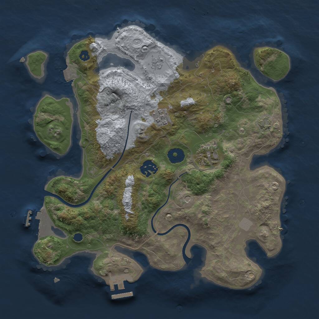 Rust Map: Procedural Map, Size: 3000, Seed: 56754, 9 Monuments