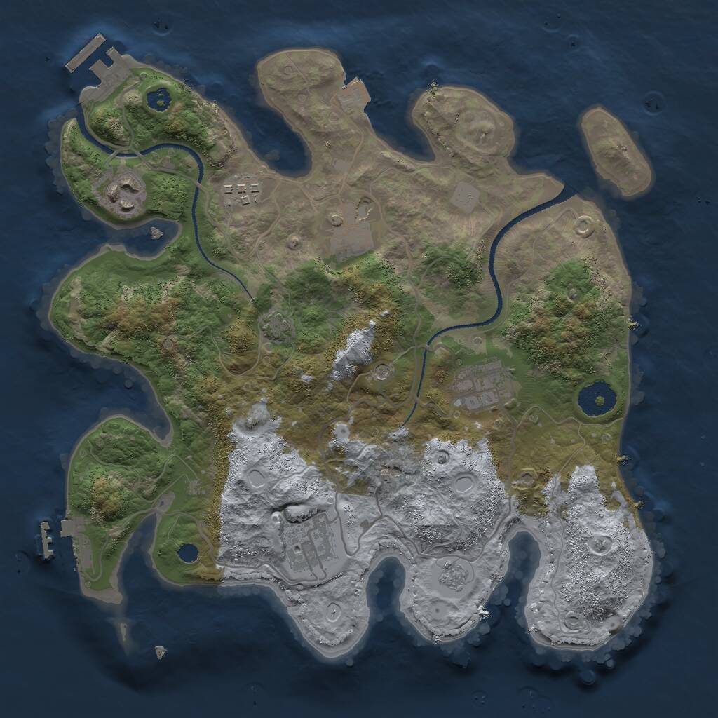 Rust Map: Procedural Map, Size: 3000, Seed: 22744, 11 Monuments