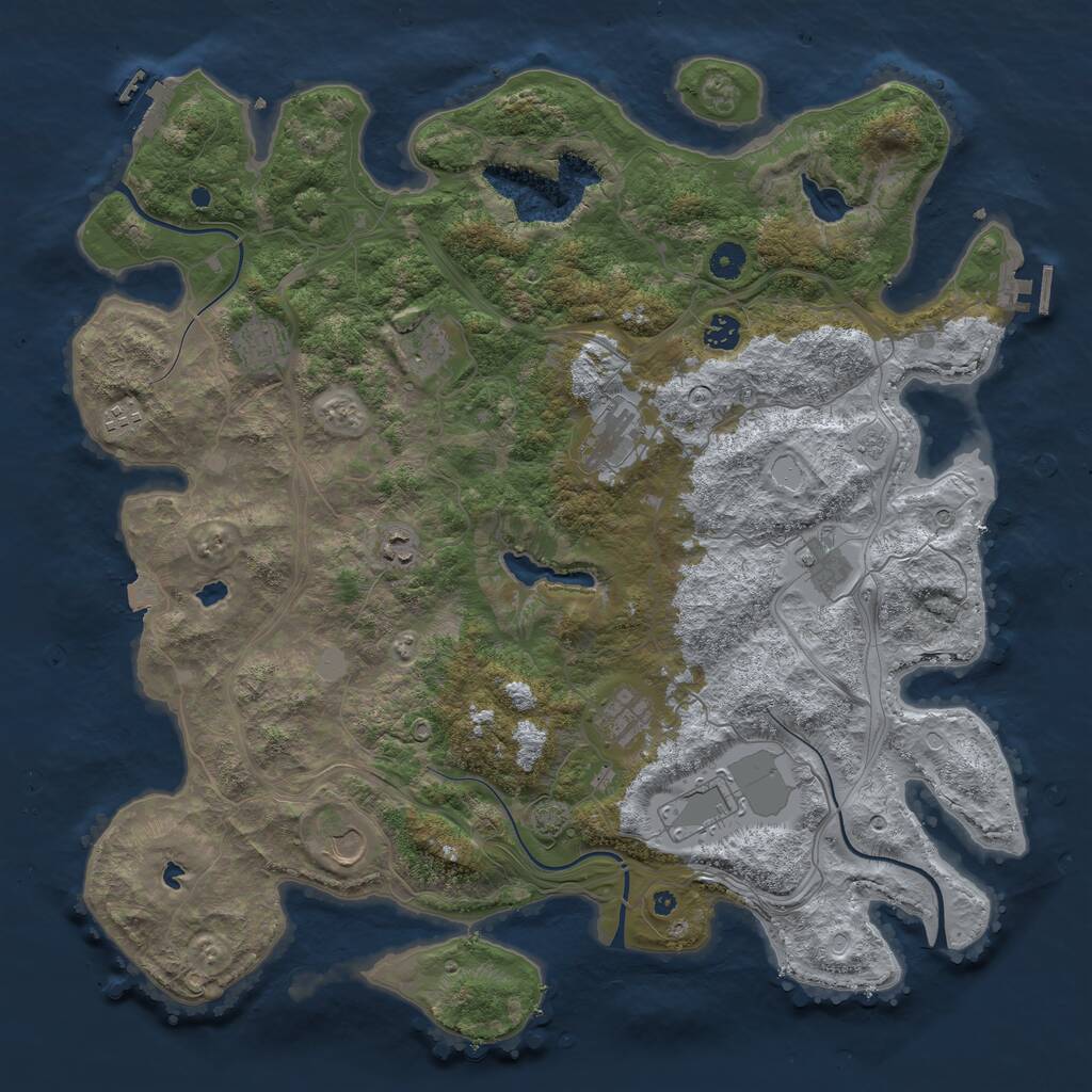 Rust Map: Procedural Map, Size: 4500, Seed: 81358, 16 Monuments