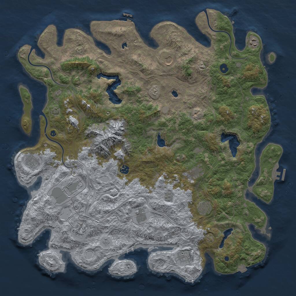 Rust Map: Procedural Map, Size: 5000, Seed: 50040, 17 Monuments