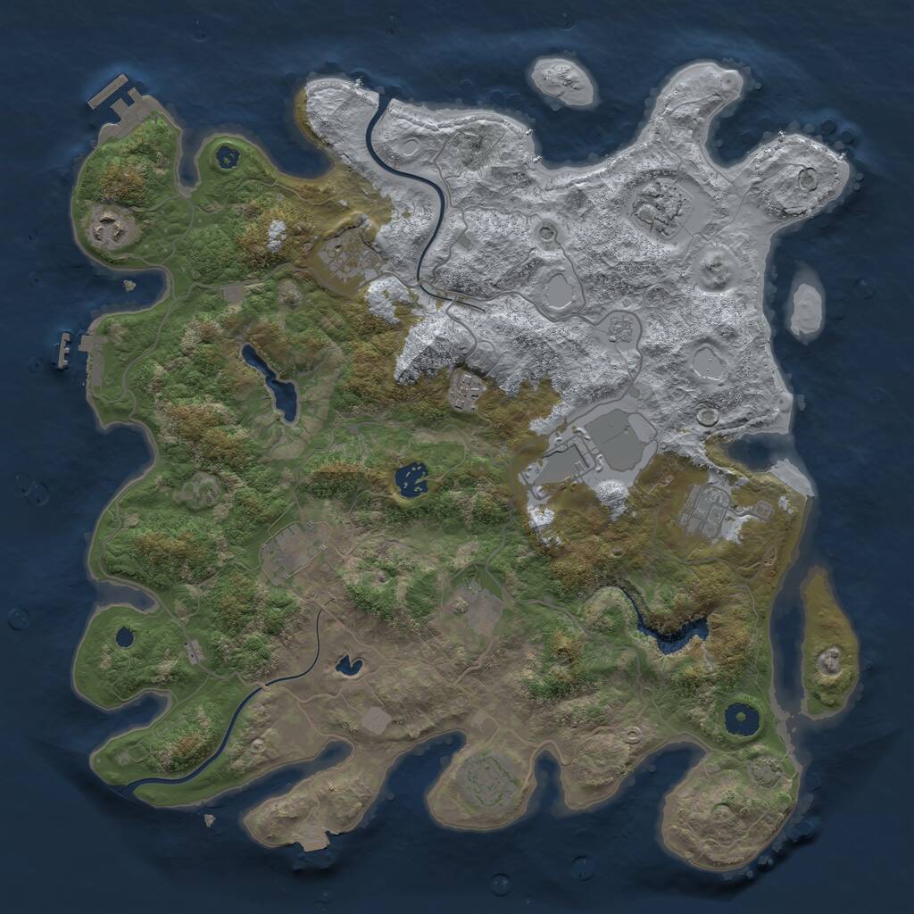 Rust Map: Procedural Map, Size: 4000, Seed: 1148889105, 16 Monuments