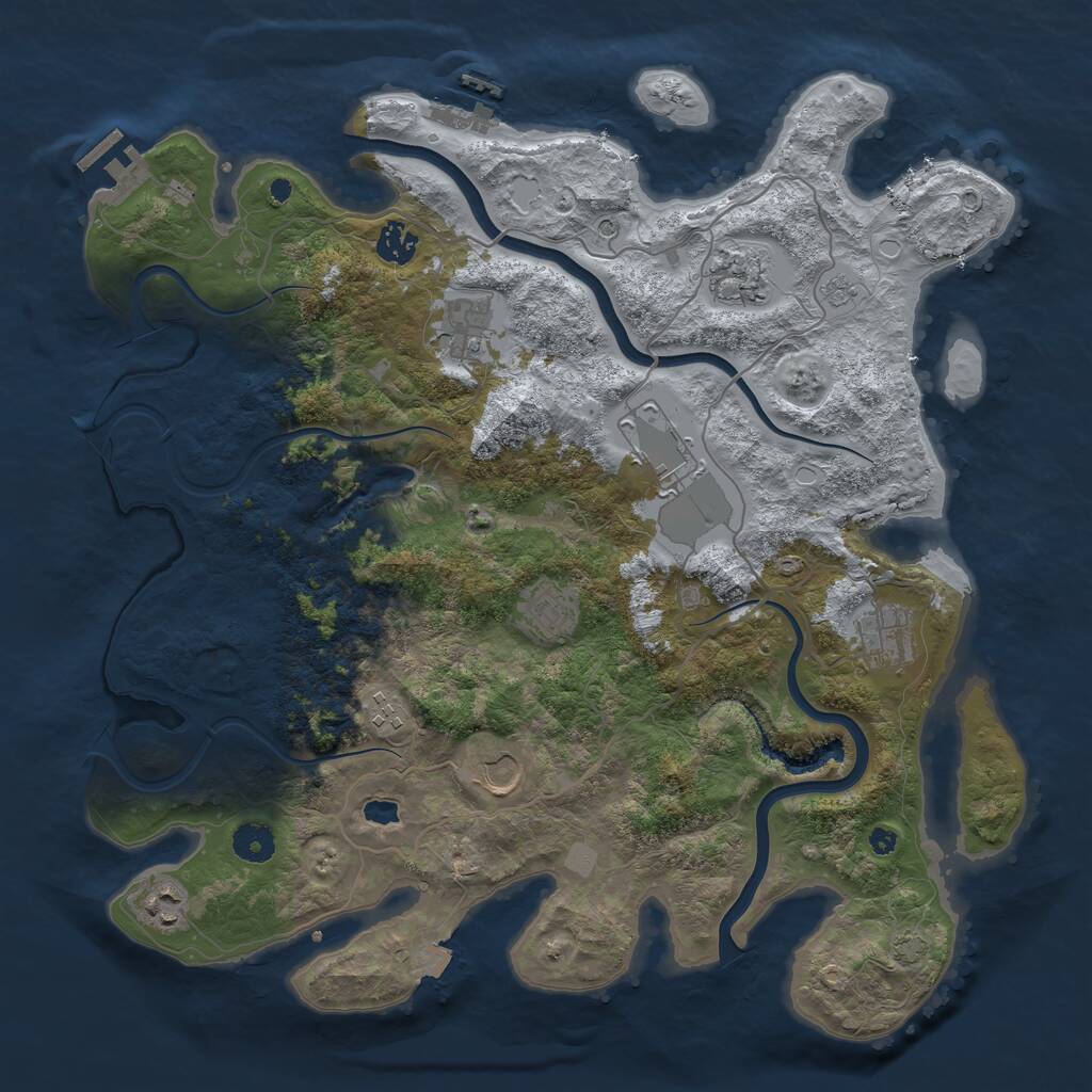 Rust Map: Procedural Map, Size: 4000, Seed: 1148889105, 17 Monuments
