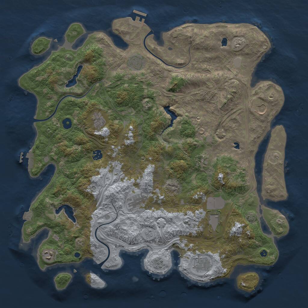 Rust Map: Procedural Map, Size: 4500, Seed: 50004, 18 Monuments